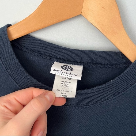 Simply Southern Collection Sail Away Navy Blue Oversized Long Sleeve Shirt Sz S - Picture 8 of 14